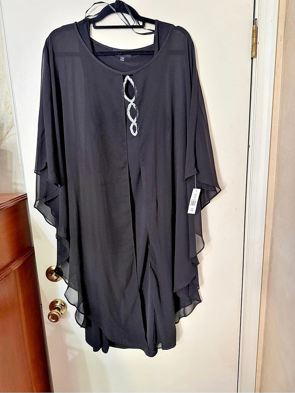Glamour Black Layered Midi Dress NWT